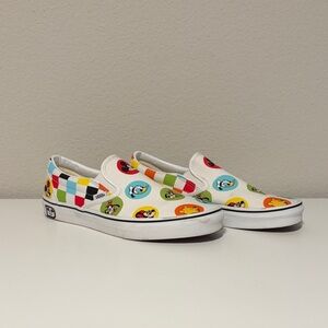Vans x Disney White Slip-On Sneakers with Disney Characters Mens size 10